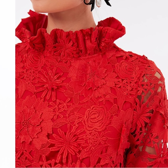 NEW Tuckernuck Red Guipure Lace Daphne Dress Size Large - Picture 4 of 9